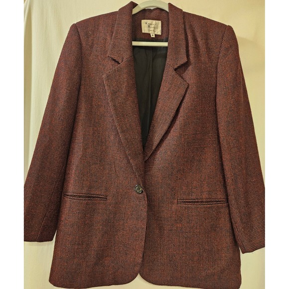 Kimberly Bennett Jackets & Blazers - Kimberly Bennett Vintage Wool Blazer Red Black Micro Check Made in USA Medium